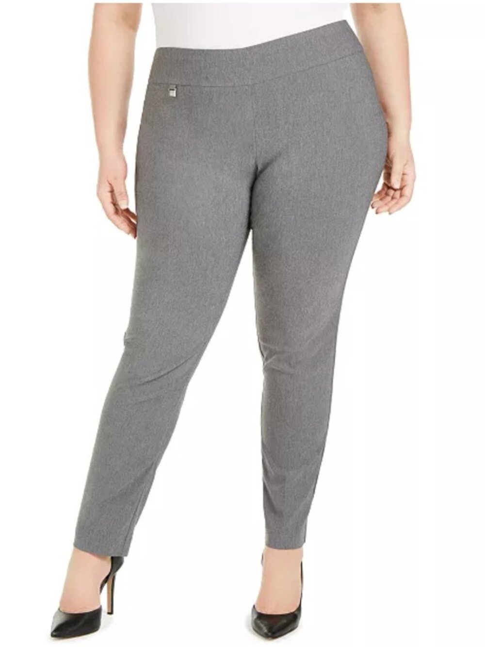 Alfani Plus Tummy Control Skinny Pants Light Htr Grey 18WP